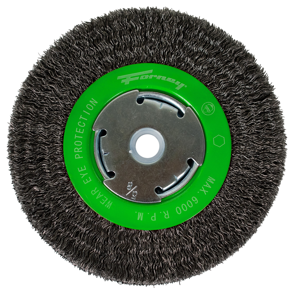 Wire Wheel, Crimped, 6 in x .014 in x 1/2 in - 5/8 in Arbor