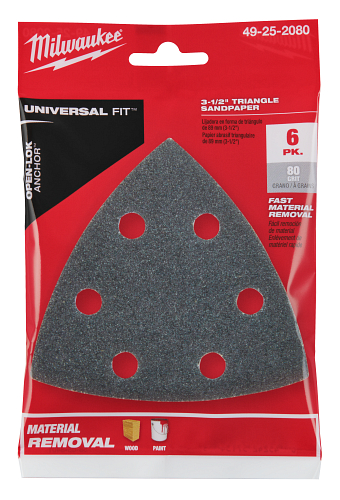 Universal Fit Open-Lok 3-1/2" Triangle Sandpaper 80 Grit