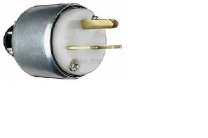 Legrand PS615PACC20 Armored Plug, 2 -Pole, 15 A, 250 V, NEMA: NEMA 6-15P, White