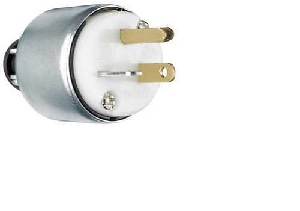Legrand PS520PACC20 Armored Plug, 2 -Pole, 20 A, 125 V, NEMA: NEMA 5-20P, White