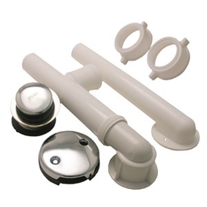 Bathtub Waste And Overflow Assembly 11/2 Inch PVC Tip-Toe Style Stopper And One Hole Face Plate. Chr