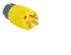 Legrand PS14W47CCV3 Watertight Plug, 2 -Pole, 15 A, 125 V, IP65, 66, 67, NEMA: NEMA 5-15P, Yellow
