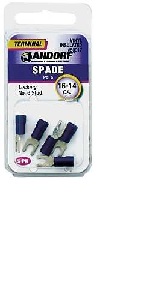 Jandorf 60917 Spade Terminal, 600 V, 16 to 14 AWG Wire, #6 Stud, Vinyl Insulation, Copper Contact, B