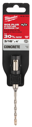 M2 2-Cutter SDS Plus Rotary Hammer Drill Bit 3/16"X 2"X 4"