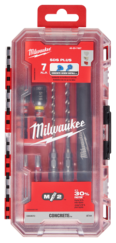 M2 2-Cutter SDS Plus Rotary Hammer Drill Bit/Screw Install Kit 7pc