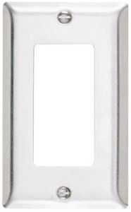 Legrand SS26CC25 Wallplate, Decorative, 4-1/2 in L, 2-3/4 in W, 1-Gang, Stainless Steel, Silver, Bru