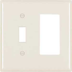 Legrand TP126LACC12 Combination Wallplate, Standard, 2 -Gang, Nylon, Light Almond, Wall Mounting