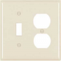 Legrand TradeMaster TP TP18LACC12 Combination Wallplate, 4-3/4 in L, 4.69 in W, 2 -Gang, Nylon, Almo