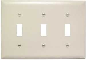 Legrand TradeMaster TP TP3LACC12 Wallplate, 4.6875 in L, 6.563 in W, 3 -Gang, Plastic, Light Almond