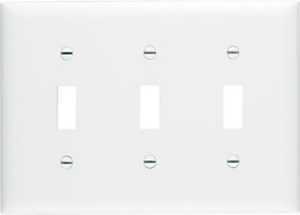 Legrand TP3WCC12 Switch Wallplate, 4.68 in L, 6-1/2 in W, 3 -Gang, Nylon, White