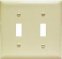Legrand TradeMaster TPJ Series TPJ2ICC10 Wallplate, 5.0625 in L, 5-1/8 in W, 2-Gang, Plastic, Ivory,