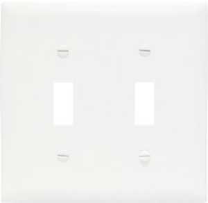 Legrand TPJ2WCC10 Wallplate, 4.93 in L, 4.87 in W, 2 -Gang, Nylon, White