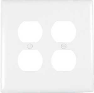 Legrand TradeMaster TPJ Series TPJ82WCC10 Wallplate, 5.0625 in L, 5-1/8 in W, Jumbo, 2-Gang, Plastic