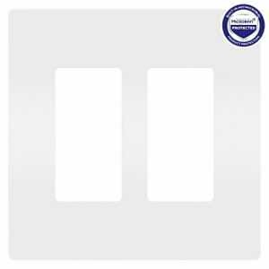 Legrand radiant Series RWP262WAMCC6 Screwless Wallplate, 4.94 in L, 4.96 in W, 2-Gang, Plastic, Whit