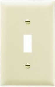 Pass & Seymour TP1ICC100 Switch Wallplate, 4.69 in L, 2.94 in W, 1-Gang, Nylon, Ivory