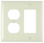 Legrand TP826LACC12 Wallplate, 4-3/4 in L, 4.6875 in W, 2 -Gang, Nylon, Light Almond