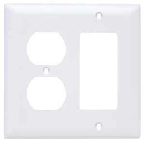 Legrand TradeMaster TP826WCC12 Combination Wallplate, 4.68 in L, 4-3/4 in W, 2 -Gang, Nylon, White
