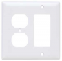 Legrand TradeMaster TP826WCC12 Combination Wallplate, 4.68 in L, 4-3/4 in W, 2 -Gang, Nylon, White