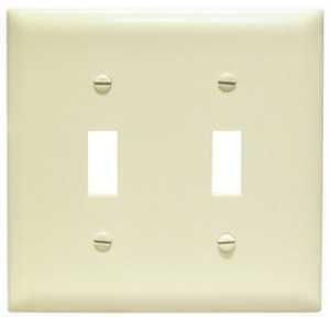 Legrand TradeMaster TP TP2-I Wallplate, 4.687 in L, 4-3/4 in W, 2 -Gang, Plastic, Ivory, Matte
