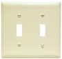 Legrand TradeMaster TP TP2-I Wallplate, 4.687 in L, 4-3/4 in W, 2 -Gang, Plastic, Ivory, Matte