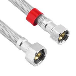 Faucet Connector, Hi Pressure Braided Stainless Steel Flex Line, 125 PSI Working Pressure, Max Worki