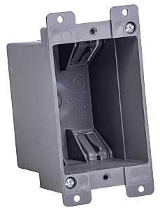 Gardner Bender BOX-RS14 Switch/Outlet Box, Standard Outlet, 1-Gang, 4-Knockout, PVC, Gray, In-Wall M