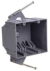 Gardner Bender BOX-ND32 Switch/Outlet Box, Standard Outlet, 2-Gang, 8-Knockout, PVC, Gray, In-Wall, 