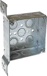 Raco 8196 Electrical Box, 2-Gang, 14-Knockout, Steel, Gray, Galvanized, FM Bracket