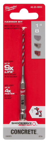 SHOCKWAVE Impact Duty Carbide Hammer Drill Bit w/POWER TIP 1/8"X 2"X 3-1/2"