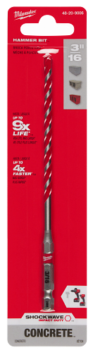 SHOCKWAVE Impact Duty Carbide Hammer Drill Bit w/POWER TIP 3/16"X 4"X 6"