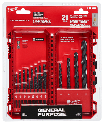 THUNDERBOLT Black Oxide Drill Bit Set 21pc