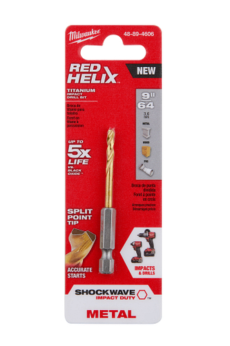 SHOCKWAVE RED HELIX Titanium 9/64" Drill Bit