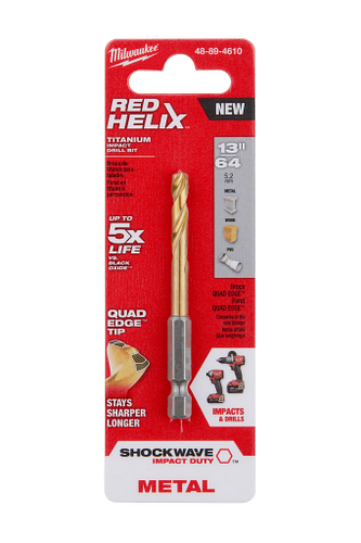 SHOCKWAVE RED HELIX Titanium 13/64" Drill Bit