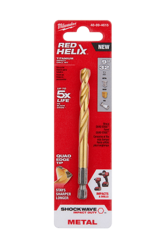 SHOCKWAVE RED HELIX Titanium 9/32" Drill Bit