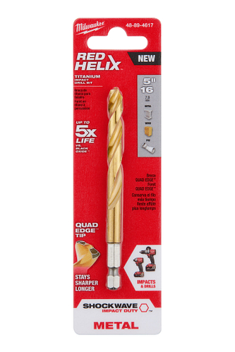 SHOCKWAVE RED HELIX Titanium 5/16" Drill Bit