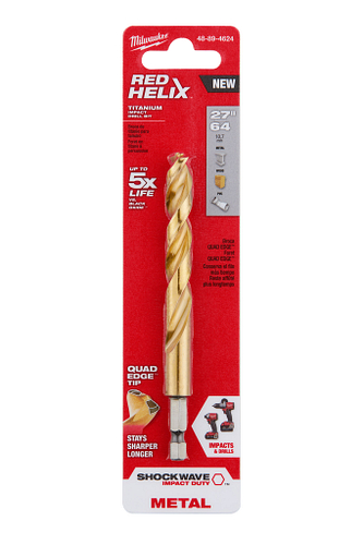 SHOCKWAVE RED HELIX Titanium 27/64" Drill Bit