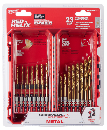 SHOCKWAVE RED HELIX Titanium Drill Bit Set 23pc