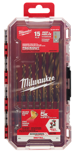 SHOCKWAVE RED HELIX Titanium Drill Bit Set 15pc