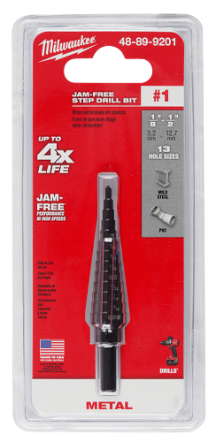 #1 Step Drill Bit, 1/8" - 1/2" by 1/32"