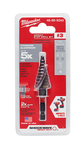 SHOCKWAVE Impact Duty #3 Step Drill Bit 3/16"- 3/4"