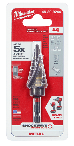 SHOCKWAVE Impact Duty #4 Step Drill Bit 3/16"- 7/8"