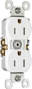 Pass & Seymour TradeMaster Series 3232TRWCC14 Duplex Receptacle, Thermoplastic, White, 2-Pole, 15 A,