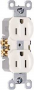 Pass & Seymour 3232WTU Duplex Receptacle, Thermoplastic, White, 2-Pole, 15 A, 125 V, Side Wiring, NE