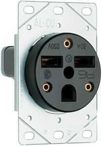 Legrand 3801CC6 Straight Blade Power Outlet Receptacle, 2 -Pole, 250 V, 30 A, NEMA: NEMA 6-30, Black