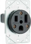 Legrand 3804 Power Outlet, Flush Mounting, 2-Pole, 250 VAC, 50 A, NEMA: NEMA 6-50R, Black