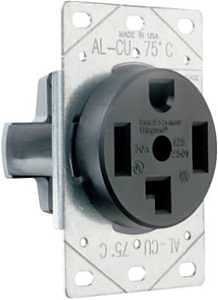 Legrand 3864CC6 Straight Blade Power Outlet Receptacle, Flush Mounting, 3-Pole, 125/250 V, 30 A, Bla