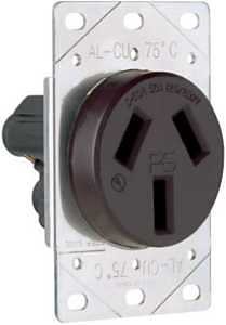 Legrand 3890CC6 Straight Blade Power Outlet Receptacle, Flush Mounting, 3-Pole, 125/250 V, 50 A, Bla