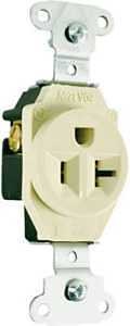 Legrand 5351ICC8 Heavy-Duty Single Receptacle, 2 -Pole, 125 VAC, 20 A, Side Wiring, NEMA: NEMA 5-20R