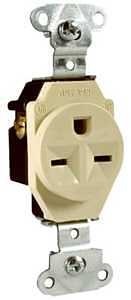 Legrand 5651ICC8 Single Receptacle, 2 -Pole, 250 V, 15 A, Side Wiring, NEMA: NEMA 6-15R, Ivory