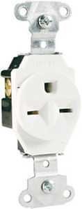 Legrand 5651WCC8 Heavy-Duty Single Receptacle, 2 -Pole, 250 VAC, 15 A, Side Wiring, NEMA: NEMA 6-15R